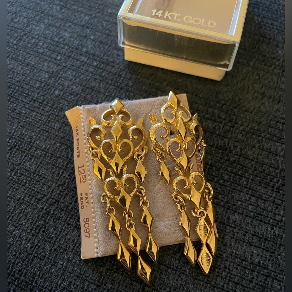 Gold-Tone Filigree Dangle Earrings